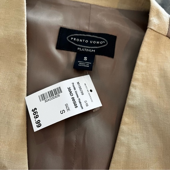 NWT Pronto Uomo Platinum Beige Linen Vest Small - Picture 4 of 7